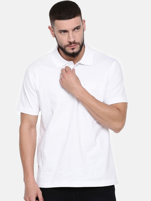 

RAMRAJ COTTON Men White Solid Polo Collar T-shirt