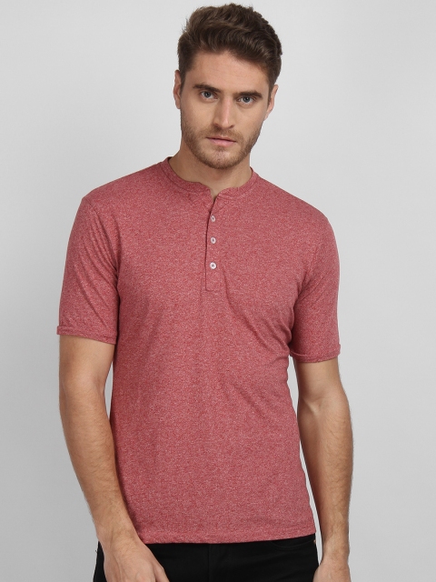 

LA LOFT Men Pink Printed Mandarin Collar T-shirt