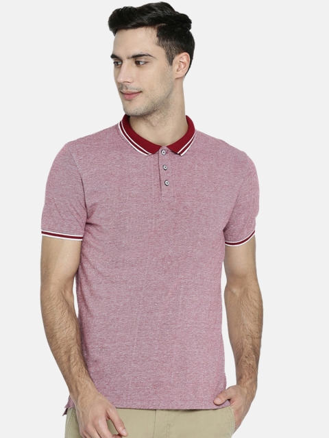 

Breakbounce Men Red Solid Polo Collar T-shirt