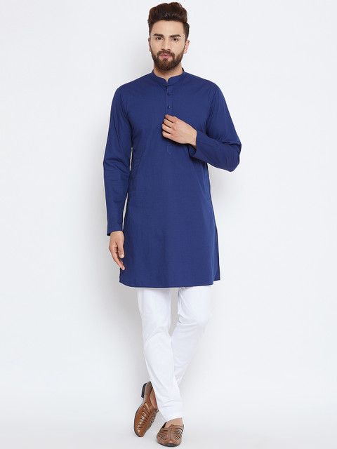 

See Designs Men Navy Blue Solid Kurta with Trousers
