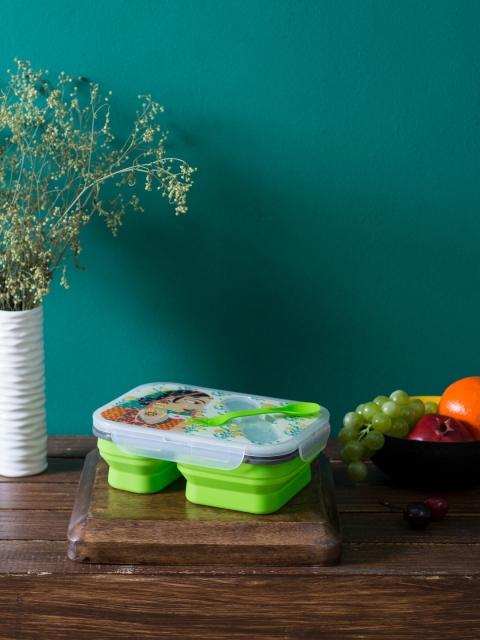 

Chumbak White & Green Queenly High Tea Plastic Lunch Box