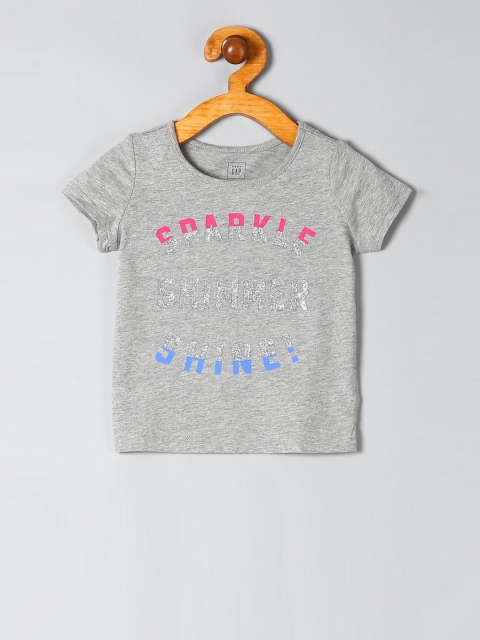 

GAP Girls Grey Printed Round Neck T-shirt