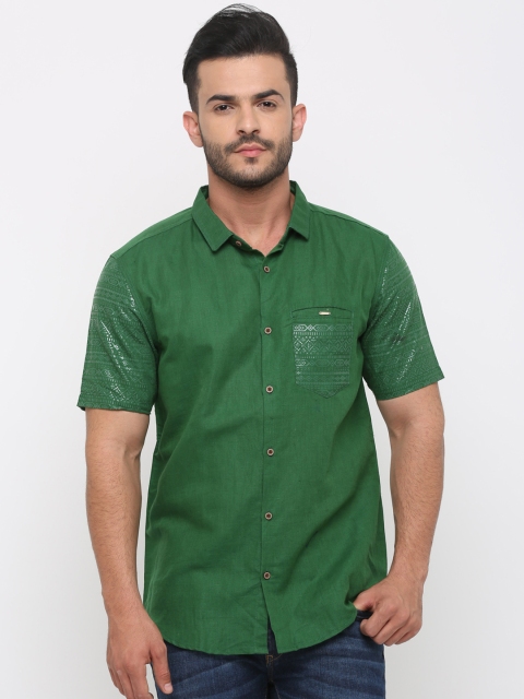 

SHOWOFF Men Green Slim Fit Printed Casual Shirt