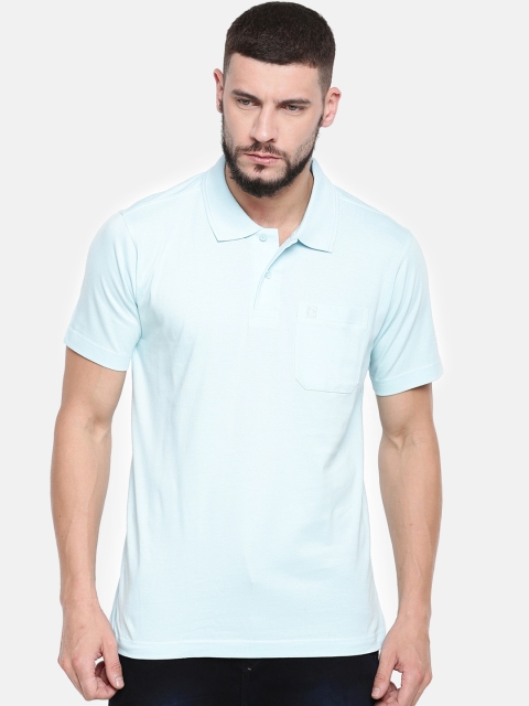 

RAMRAJ COTTON Men Blue Solid Polo Collar T-shirt