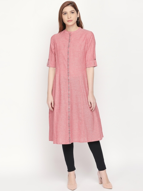 

RANGMANCH BY PANTALOONS Women Red Checked A-Line Kurta