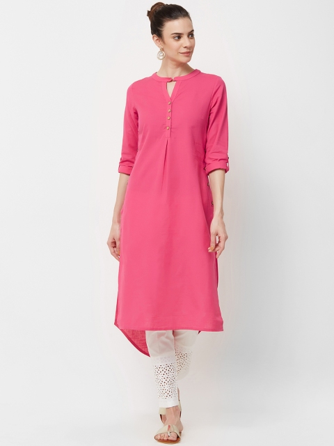 

NAARI Women Pink Solid Straight Kurti