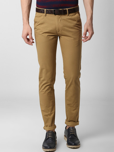 

Peter England Casuals Men Khaki Slim Fit Self Design Regular Trousers
