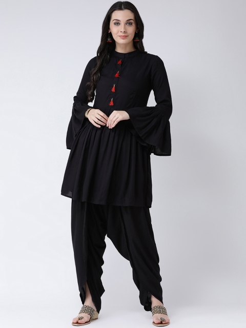 

Castle Women Black Solid Kurta with Dhoti Pants