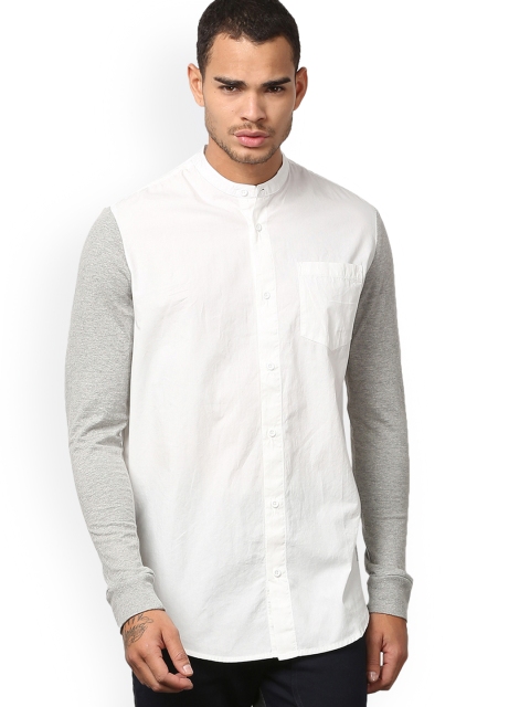 

SKULT by Shahid Kapoor Men White & Grey Regular Fit Colourblocked Casual Shirt