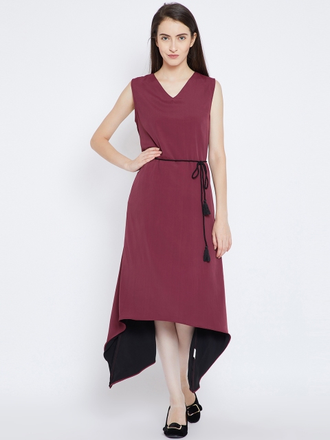 

Imfashini Women Maroon Solid A-Line Dress