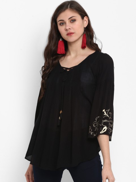 

Taurus Women Black Printed A-Line Top