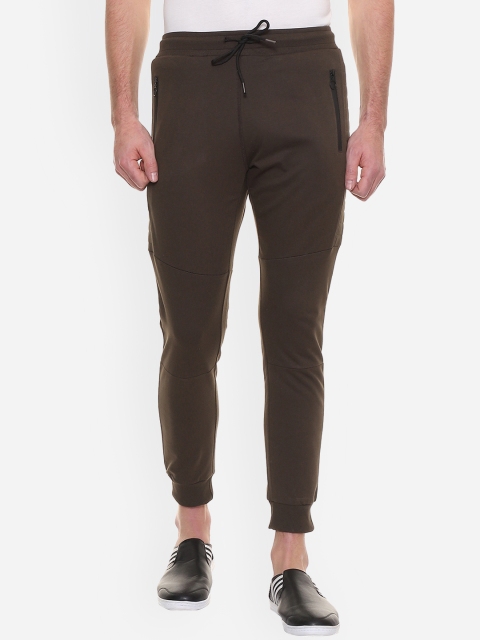

People Men Brown Solid Straight-Fit Joggers