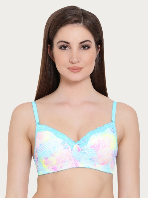 

Clovia Padded Non-Wired Printed Multiway T-Shirt Bra, Sea green