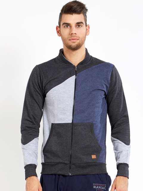 

Maniac Men Charcoal Colourblocked Windcheater and Water Resistant Bomber