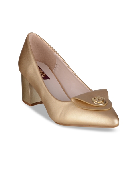 

SHUZ TOUCH Women Gold-Coloured Solid Pumps