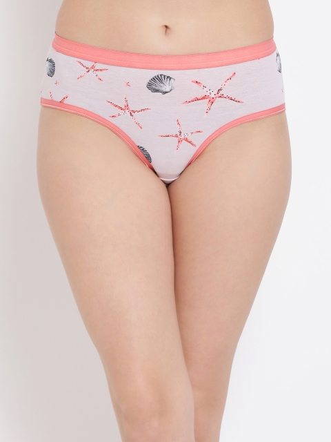 

Clovia Women Orange & Grey Printed Mid-Rise Hipster Briefs PN3049P16XL