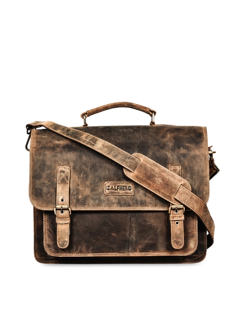 

CALFNERO Men Brown Solid Leather Messenger Bag