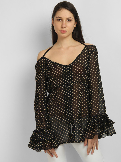 

LA LOFT Women Black Printed Top