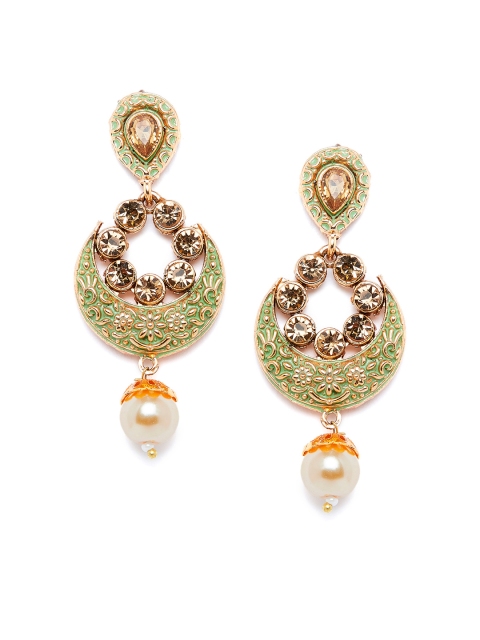

PANASH Gold-Plated & Green Handcrafted Classic Drop Earrings