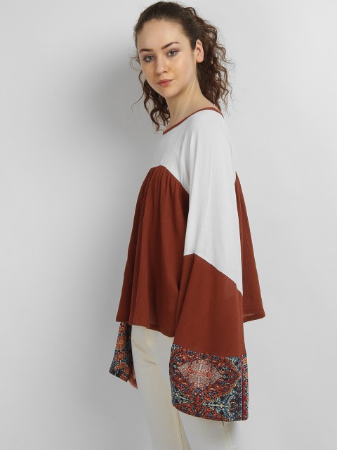 

LA LOFT Women White Colourblocked A-Line Top