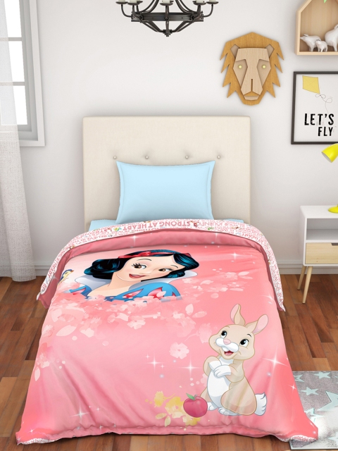 SPACES Pink Cartoon Characters AC Room 150 GSM Single Bed Comforter