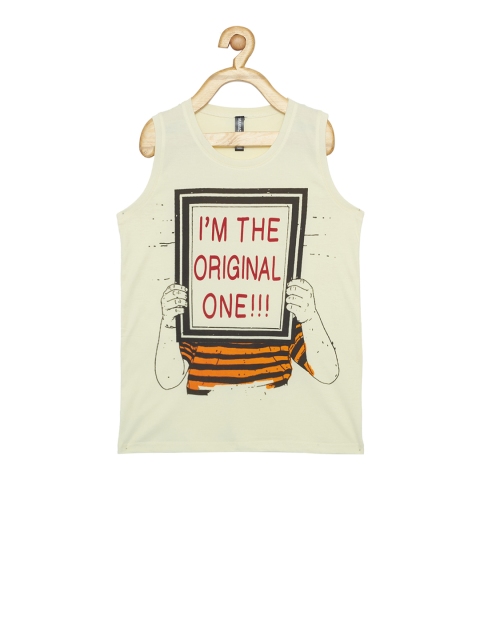 

Maniac Boys Off-White Printed Round Neck Pure Cotton T-shirt