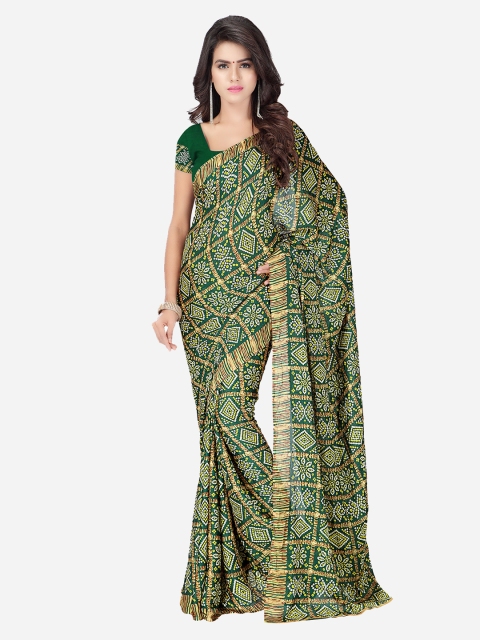 

MOKSHA DESIGNS Green Pure Crepe Printed Patola Saree
