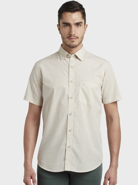 

ColorPlus Men Beige Slim Fit Checked Casual Shirt