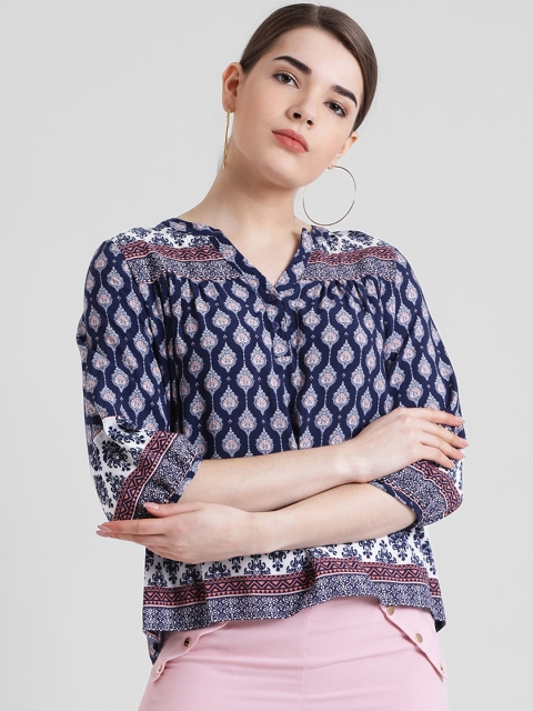

Zink London Women Navy Blue Printed Top