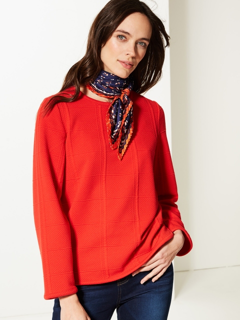 

Marks & Spencer Women Red Self Design Sweatshirt