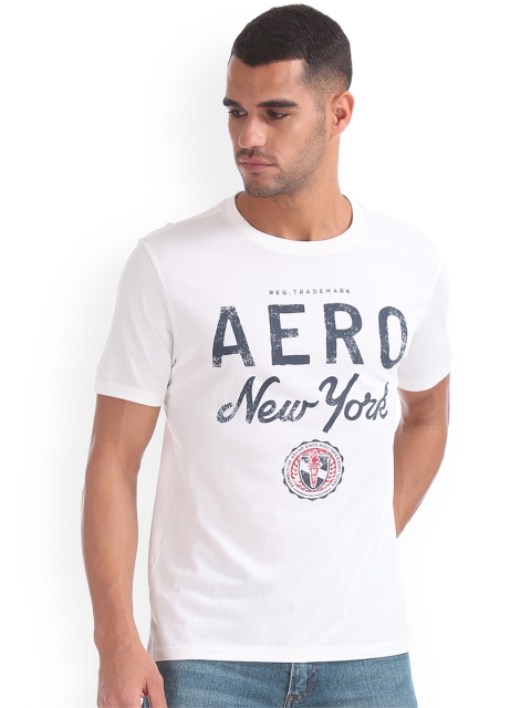 

Aeropostale Men White Printed Round Neck Pure Cotton T-shirt