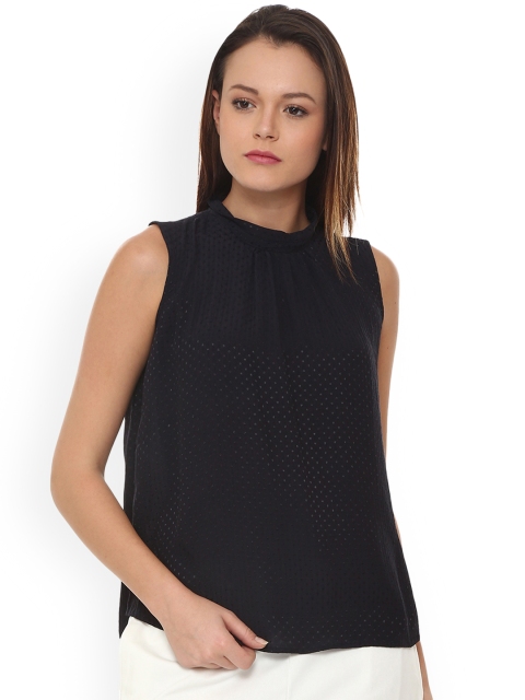 

Van Heusen Woman Navy Blue Self Design Top