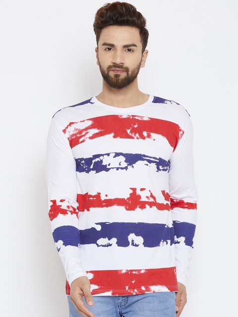 

The Dry State Men Red Striped Round Neck T-shirt