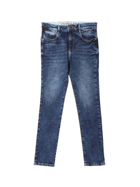 

U.S. Polo Assn. Kids Boys Blue Skinny Fit Mid-Rise Clean Look Stretchable Jeans