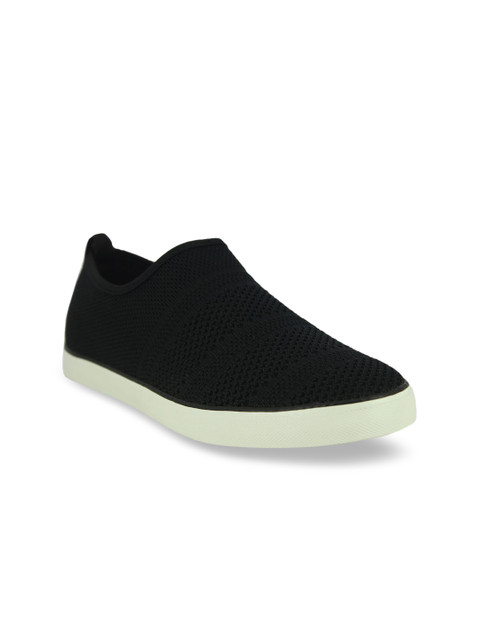 

Alberto Torresi Men Black Woven Design Slip-On Sneakers