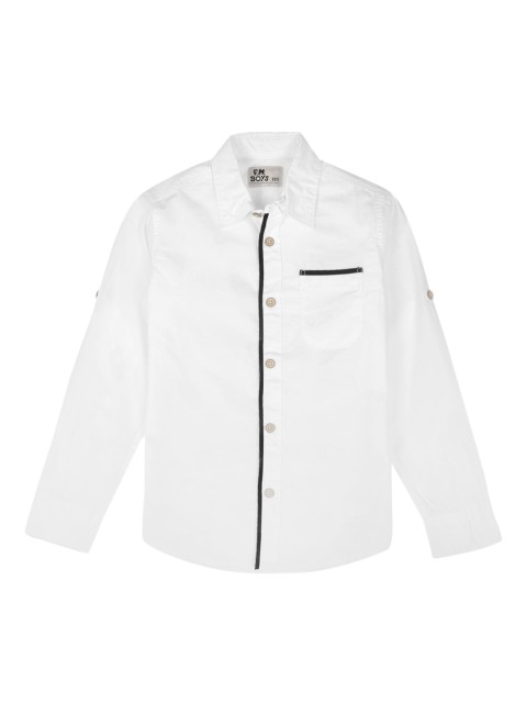 

Flying Machine Boys White Regular Fit Solid Casual Shirt