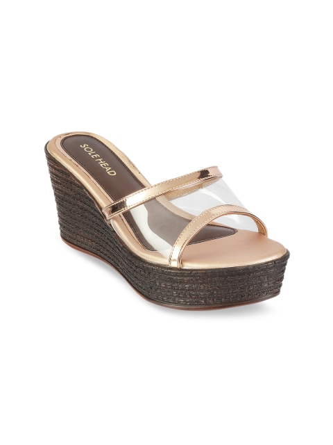 

SOLE HEAD Women Gold-Toned Solid Peep Toes