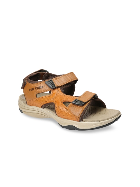 

Red Chief Men Tan Brown Leather Comfort Sandals