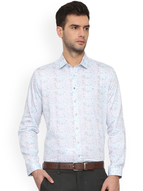 

V Dot Men Blue Slim Fit Printed Formal Shirt