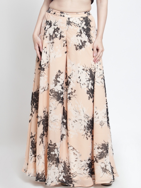 

Just Wow Women Peach-Coloured & Brown Printed Wide Leg Palazzos