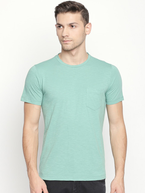 

Urban Ranger by pantaloons Men Green Solid Round Neck T-shirt