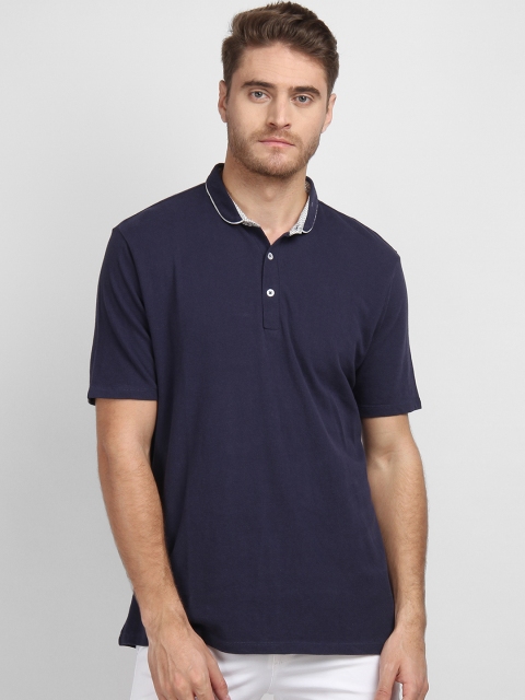 

LA LOFT Men Navy Blue Solid Polo Collar T-shirt