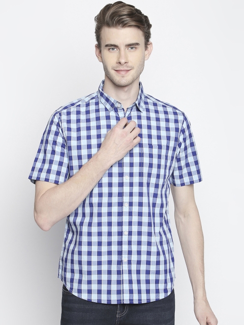 

BYFORD by Pantaloons Men Blue Regular Fit Checked Casual Shirt