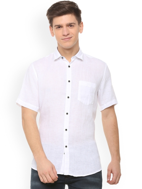 

Van Heusen Sport Men White Slim Fit Linen Solid Casual Shirt
