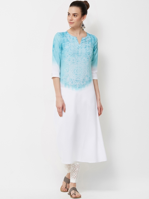 

NAARI Women Blue & White Printed Straight Kurti