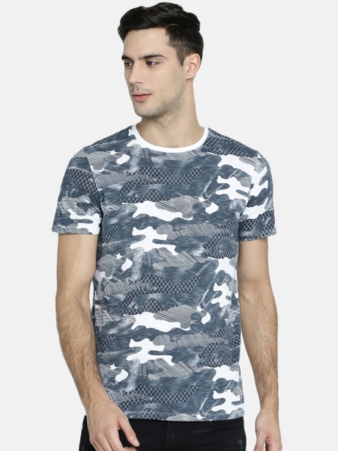 

Breakbounce Men Blue Printed Round Neck T-shirt
