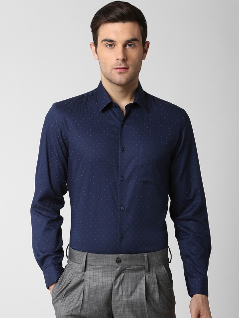 

Peter England Men Navy Blue Slim Fit Printed Formal Shirt