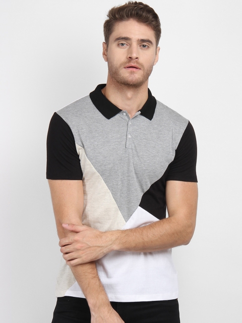 

LA LOFT Men Multicoloured Colourblocked Polo Collar T-shirt, Multi