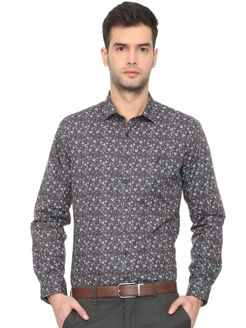 V Dot Men Purple & Blue Slim Fit Printed Formal Shirt