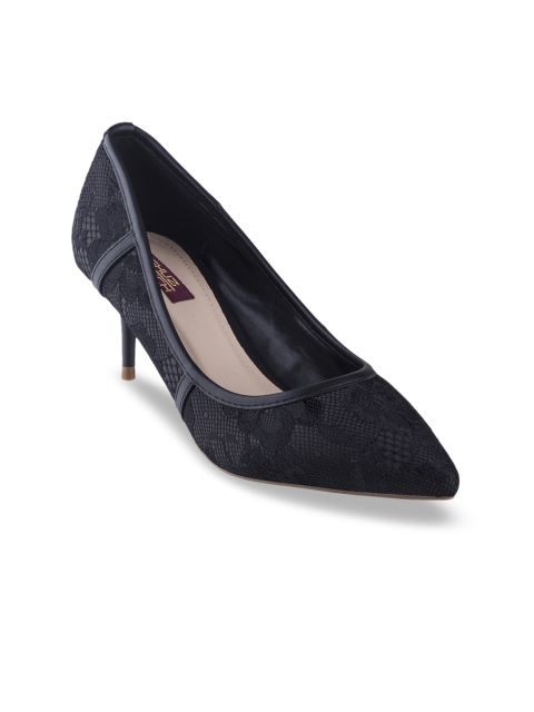 

SHUZ TOUCH Women Black Woven Design Pumps